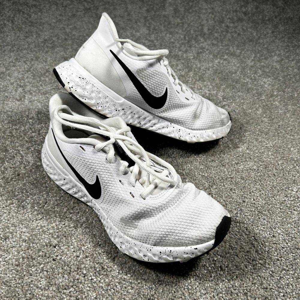 Nike Revolution 5 White Black Speckled Running Shoes DJ6009-100 Womens 8 - Picture 4 of 8